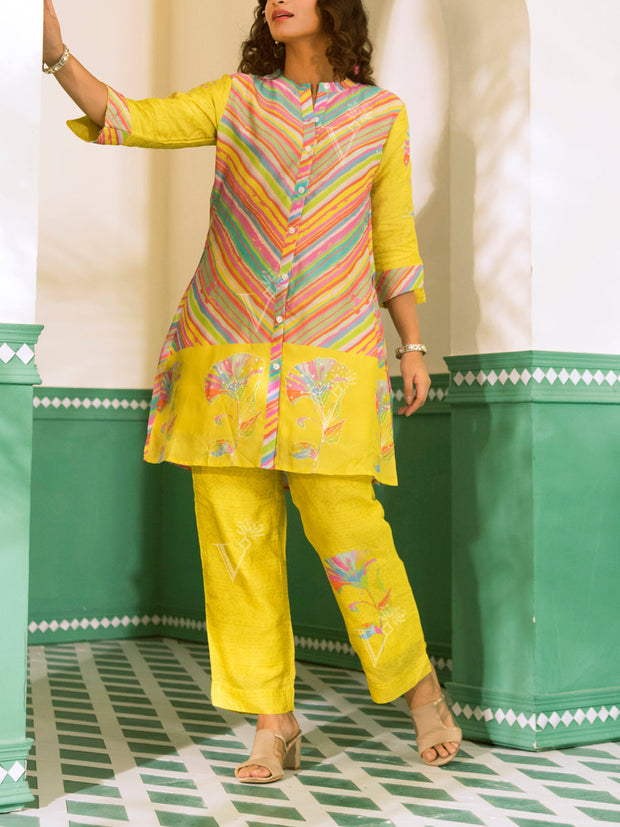 Multi Color Vasansi Silk Leheriya Co-ord Set