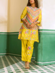 Multi Color Vasansi Silk Leheriya Co-ord Set