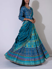 Pale Sea Green Vasansi Silk Lehenga