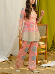 Peach Vasansi Silk Printed Semi-Formal Set