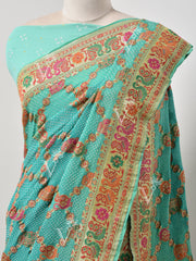 Green  Bandhani Zari Saree