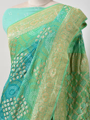 Sea Green  Bandhani Zari Saree