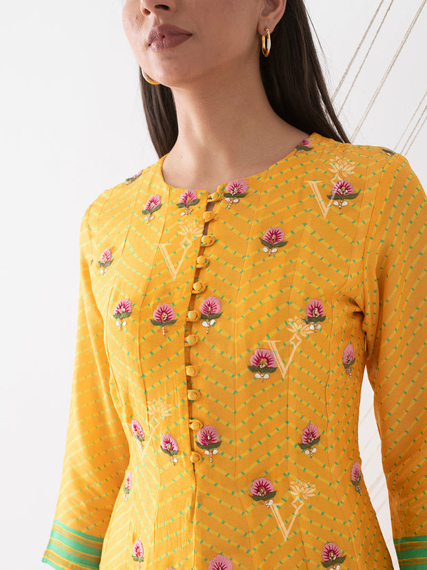 Yellow Vasansi Silk Anarkali Gown