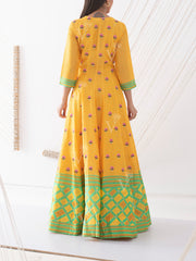 Yellow Vasansi Silk Anarkali Gown