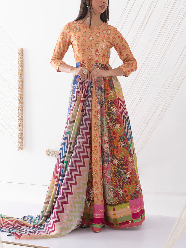 Multi Color Vasansi Silk Anarkali Gown