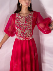 Pink Silk Embroidered Gown