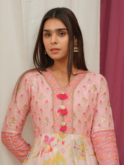 Pink Vasansi Silk Printed Anarkali Gown