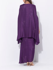 Dark Purple Cocktail Satin Kaftan Set