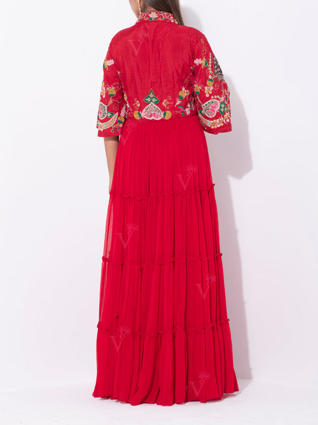 Red Georgette Gown