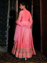 Pink Vasansi Silk Printed Anarkali Gown