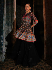 Black Peplum Sharara Set