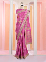 Purple Banarasi Silk Gotta Patti Saree