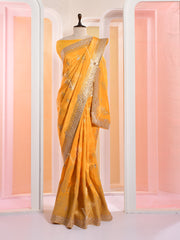 Yellow Banarasi Silk Gotta Patti Saree