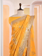 Yellow Banarasi Silk Gotta Patti Saree