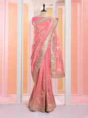 Pink Banarasi Silk Gotta Patti Saree