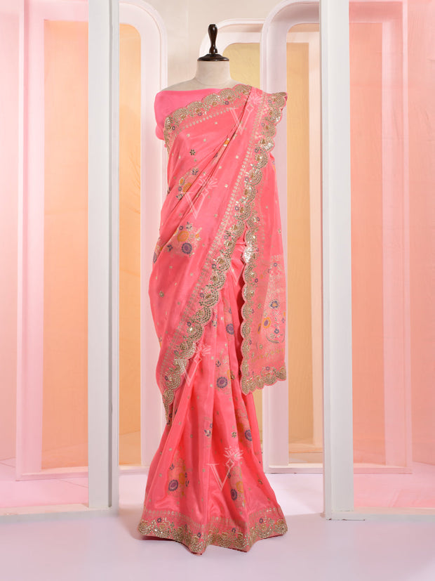 Pink Vasansi Silk Gotta Patti Saree