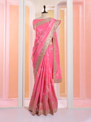 Pink Banarasi Silk Gotta Patti Saree