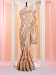 Beige Banarasi Silk Gotta Patti Saree