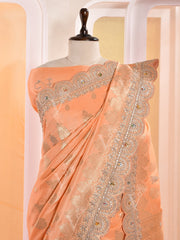 Peach Banarasi Silk Gotta Patti Saree