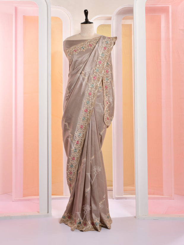 Grey Vasansi Silk Gotta Patti Saree