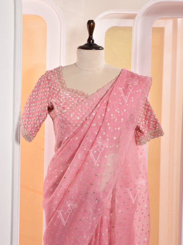 Pink Organza Gotta Patti Saree