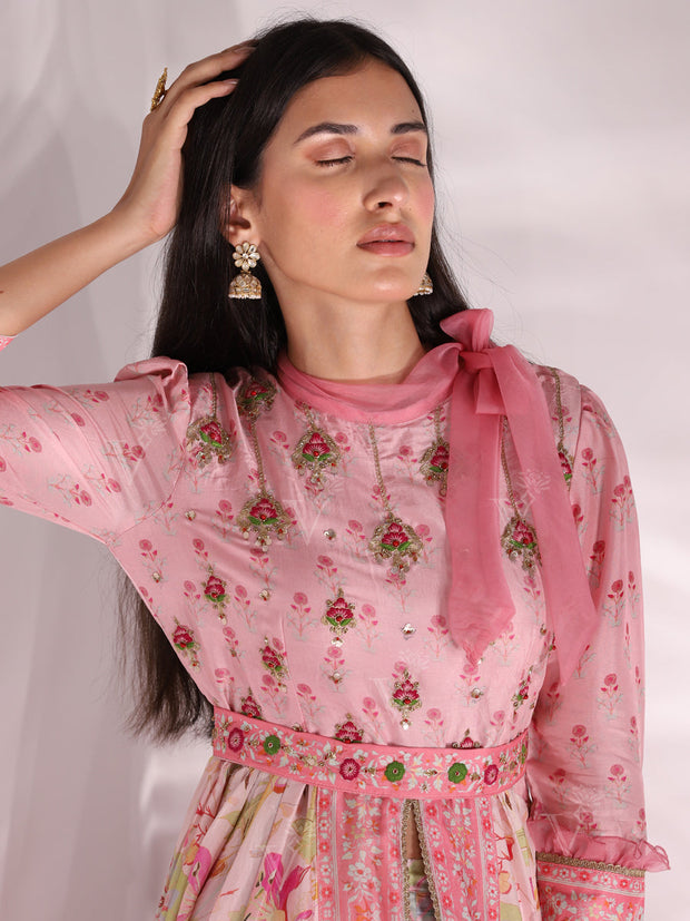 Light Pink Vasansi Silk Floral Printed Gown