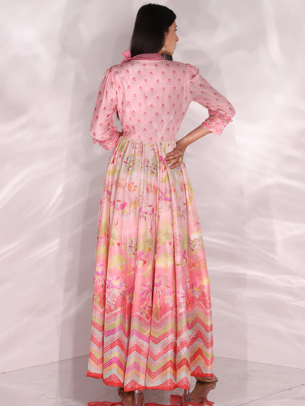 Light Pink Vasansi Silk Floral Printed Gown