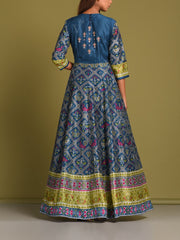 Berry Blue Vasansi Silk Patola Anarkali Gown