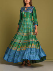 Green Vasansi Silk Printed Anarkali Gown