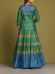 Green Vasansi Silk Printed Anarkali Gown