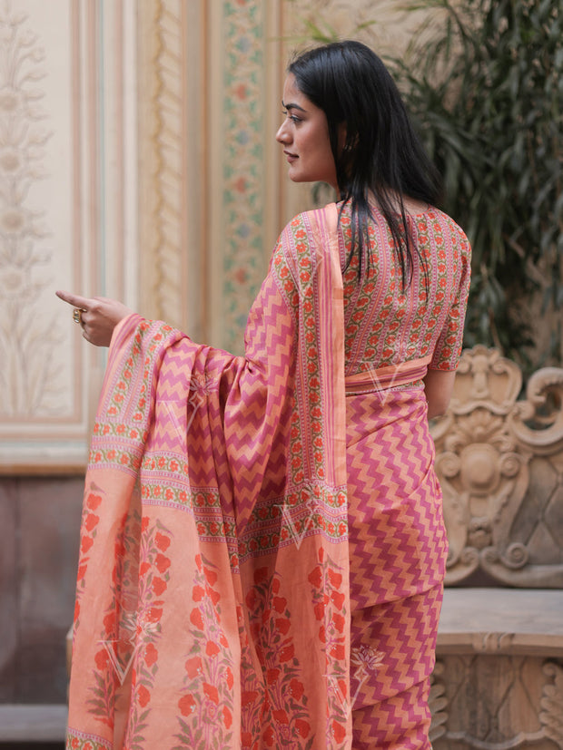 Onion Pink Cotton Saree