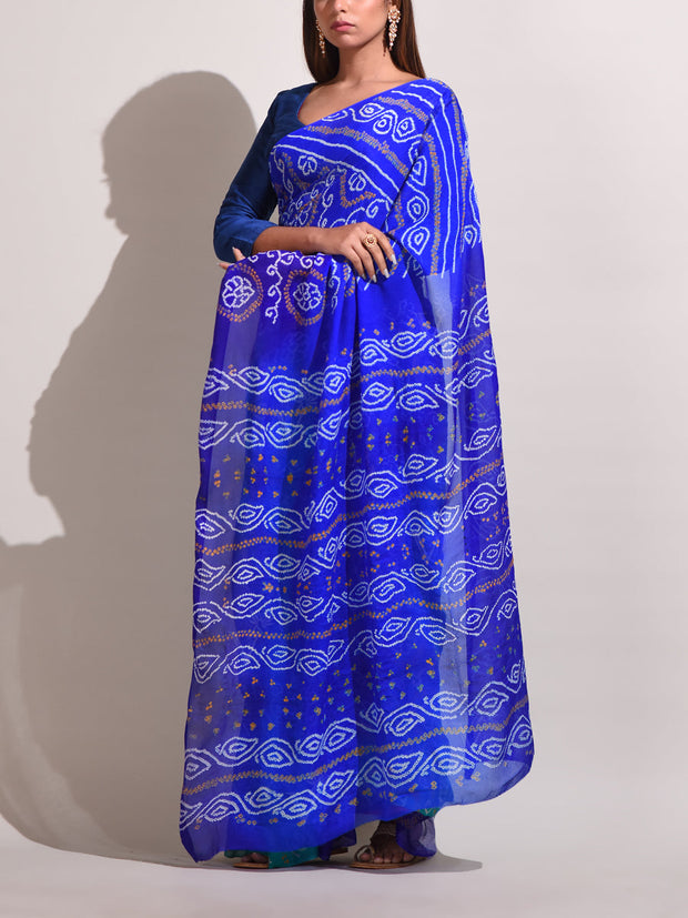 Blue Georgette Bandhani Saree