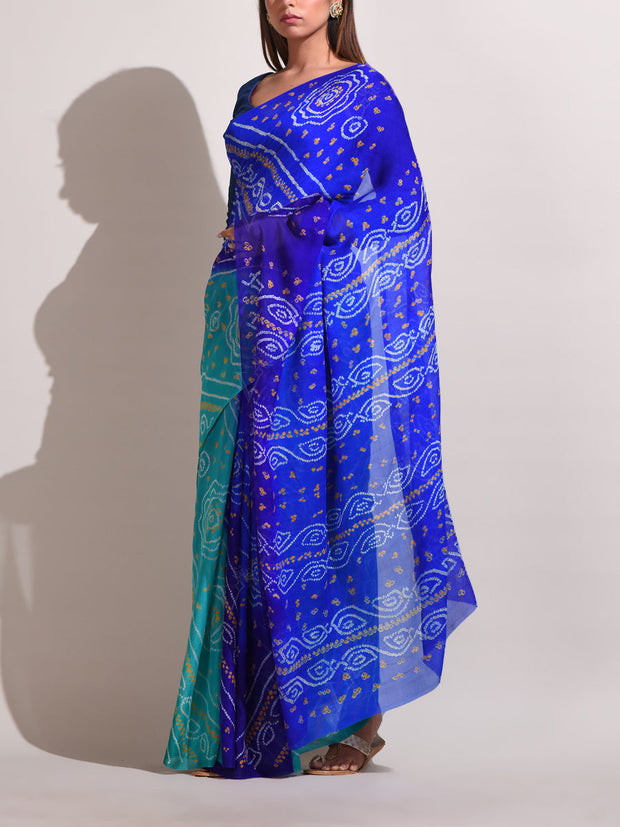 Blue Georgette Bandhani Saree