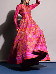 Anarkali, Anarkalis, Printed, Gown, Gowns, Long Dress, Floor Length, Silk