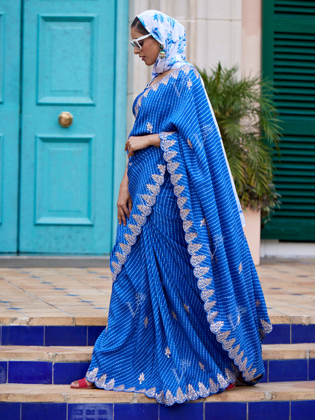 Azure Blue Leheriya Saree