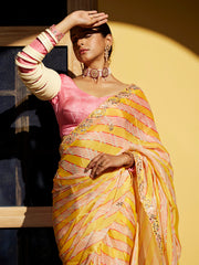 Gold Yellow Leheriya Saree