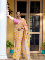 Gold Yellow Leheriya Saree