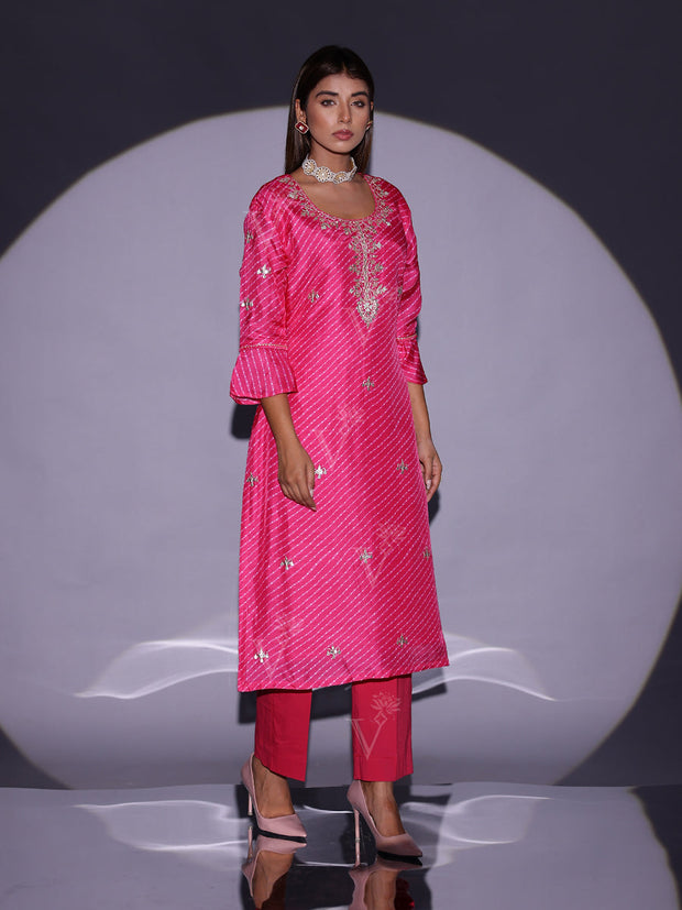 Pink Mothda Vasansi Silk Kurta