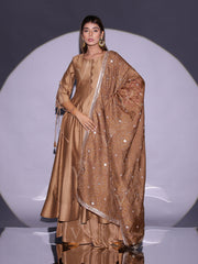 Brown Vasansi Silk Anarkali Kurta and Palazzo Set