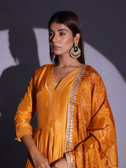 Yellow Vasansi Silk Anarkali Suit Set