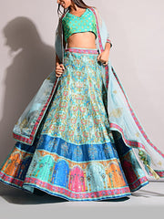 Lehenga, Printed, Lehenga set, Choli, Navratri lehenga, Zari work, Sequence work, Party wear, Designer wear