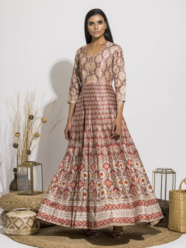 Anarkali, Anarkalis, Gown, Gowns, Party Wear, Traditional Wear, Silk, Printed, Floor Length