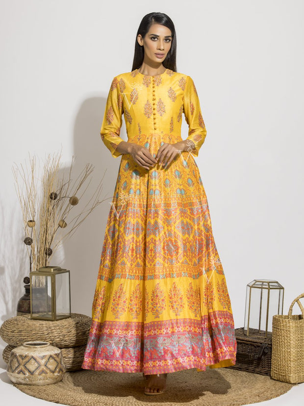 Anarkali, Anarkalis, Gown, Gowns, Party Wear, Traditional Wear, Silk, Printed, Floor Length