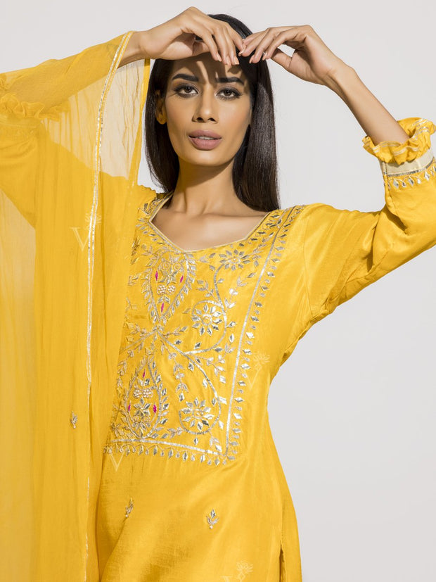 Sun Yellow Gota Patti Sharara Set