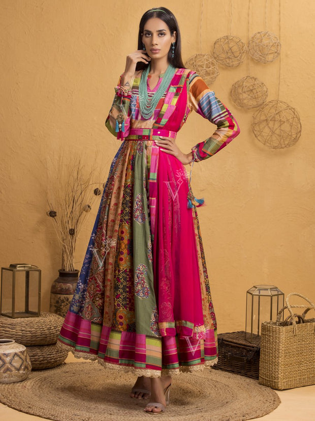 Anarkali, Anarkalis, Gown, Gowns, Party Wear, Multi Color, Traditional Wear, Traditional Outfit, Highlighted, Handwork, Printed