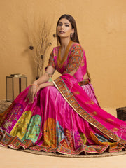 Pink Ombre Mughal Handcrafted Lehenga Set